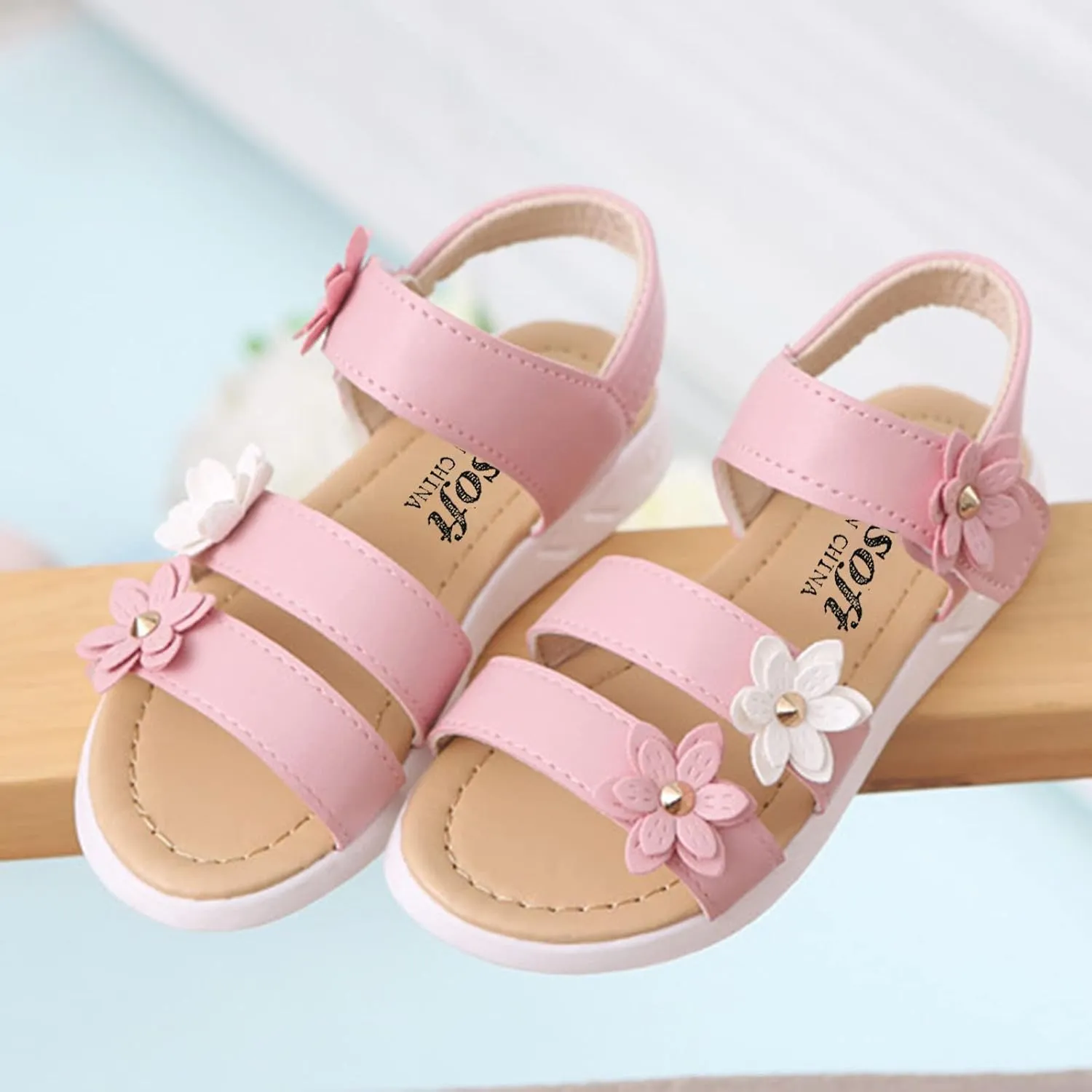 Girls Toddler Rubber Sandals Cross Non-Slip Sandals Kids Flower Shoes Baby Baby Shoes Sports Slide (Pink, 2.5-3 Years)