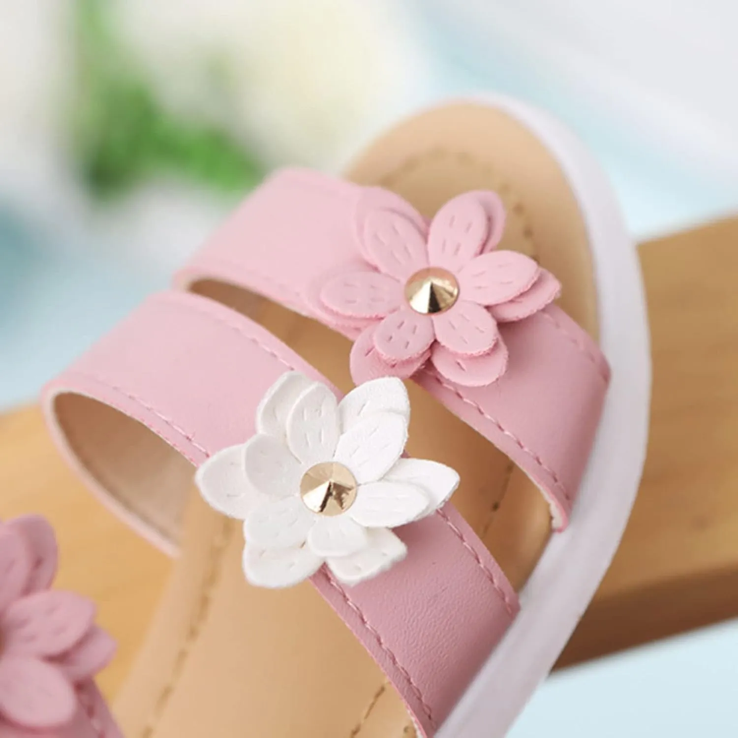 Girls Toddler Rubber Sandals Cross Non-Slip Sandals Kids Flower Shoes Baby Baby Shoes Sports Slide (Pink, 2.5-3 Years)