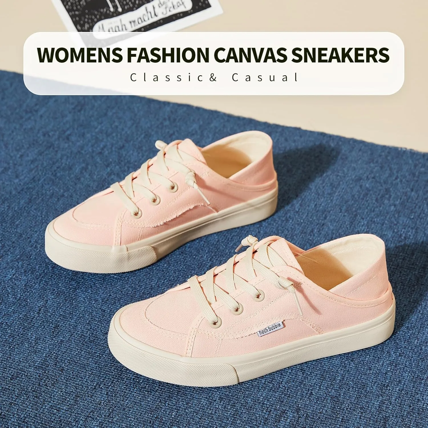 hash bubbie Women's Slip on Shoes Canvas Shoes Non Slip Fashion Sneakers for Women Low Top Loafers