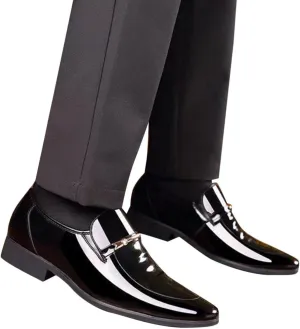 Hbeylia Mens Leather Dress Shoes Oxford Classic Fashion Metal Strip Formal Pu Tuxedo Oxford Wingtip Modern Derby Oxford Penny Loafers For Men Business Office Work Wedding Party