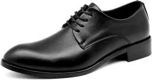 HOOENG Formal Shoes for Men Lace Up Round Toe Derby Shoes Vegan Leather Low Top Rubber Sole Slip Resistant Business (Color : Black, Size : 6)