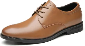 HOOENG Oxford Shoes for Men Lace Up Derby Shoes Round Toe Vegan Leather Low Top Resistant Non Slip Block Heel Classic (Color : Brown, Size : 8)