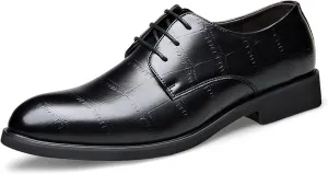 HOOENG Oxford Shoes for Men Lace Up Floral Derby Shoes Round Toe Vegan Leather Block Heel Non Slip Resistant Anti-Slip Prom (Color : Black, Size : 7)