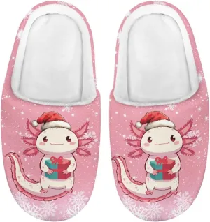 House Slippers for Kids Girls Fuzzy Christmas House Slippers Winter House Shoes-White