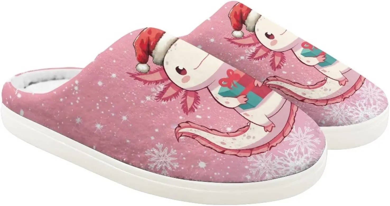 House Slippers for Kids Girls Fuzzy Christmas House Slippers Winter House Shoes-White