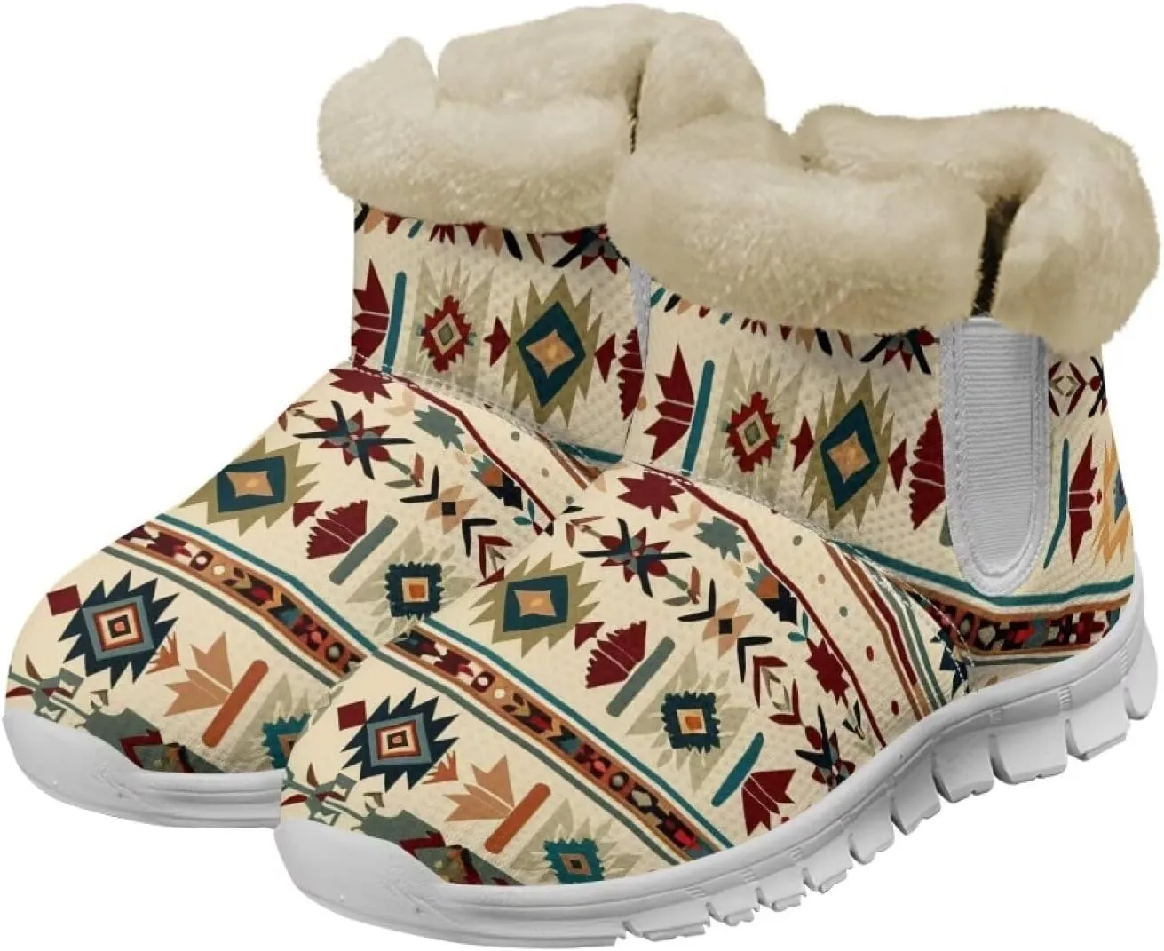 Howilath Fuzzy Snow Boots for Women Winter Flannel Warm Snow Shoes with Memory Foam