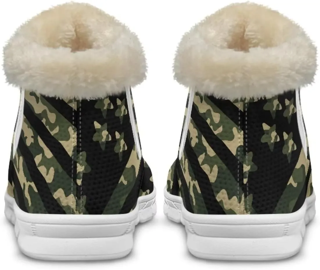 Howilath Fuzzy Snow Boots for Women Winter Flannel Warm Snow Shoes with Memory Foam