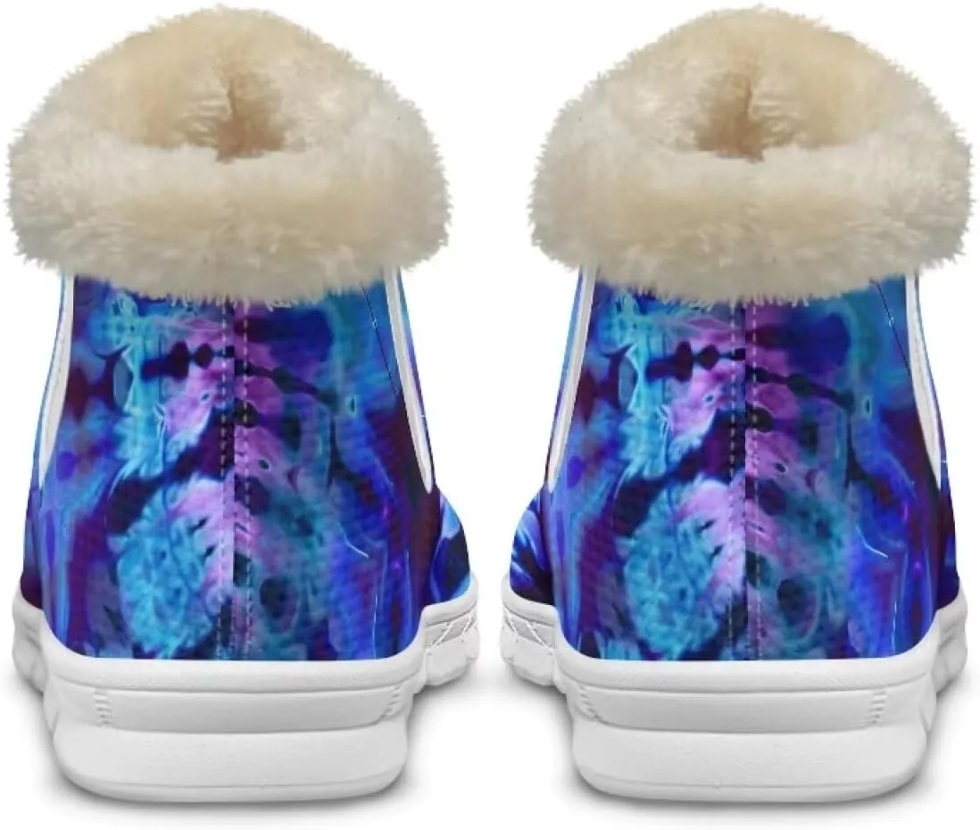 Howilath Fuzzy Snow Boots for Women Winter Flannel Warm Snow Shoes with Memory Foam