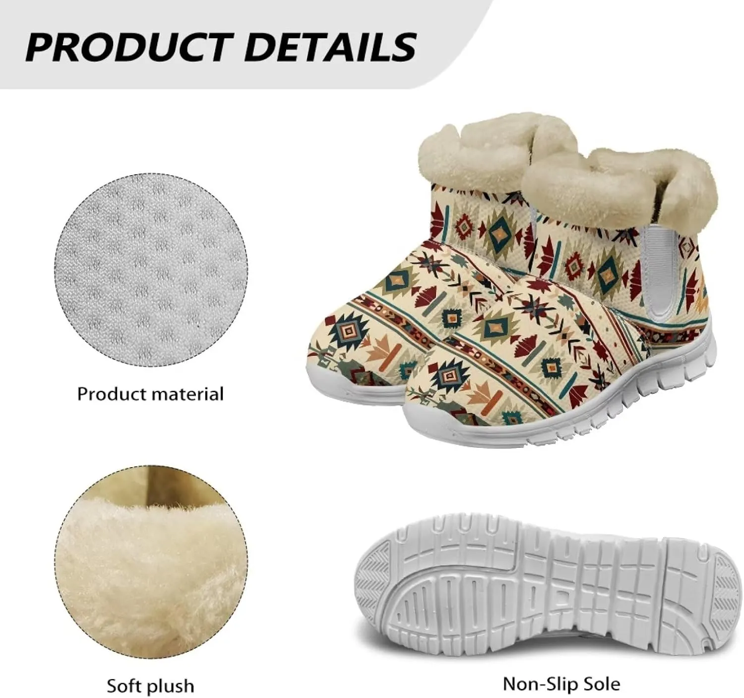 Howilath Fuzzy Snow Boots for Women Winter Flannel Warm Snow Shoes with Memory Foam