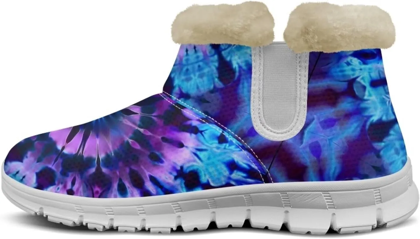 Howilath Fuzzy Snow Boots for Women Winter Flannel Warm Snow Shoes with Memory Foam