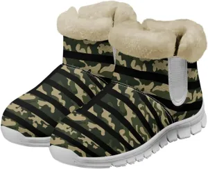 Howilath Fuzzy Snow Boots for Women Winter Flannel Warm Snow Shoes with Memory Foam