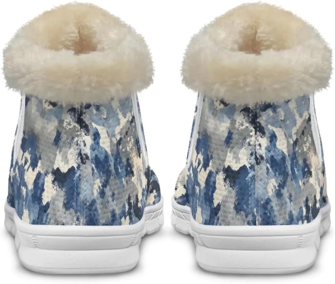 Howilath Fuzzy Snow Boots for Women Winter Flannel Warm Snow Shoes with Memory Foam