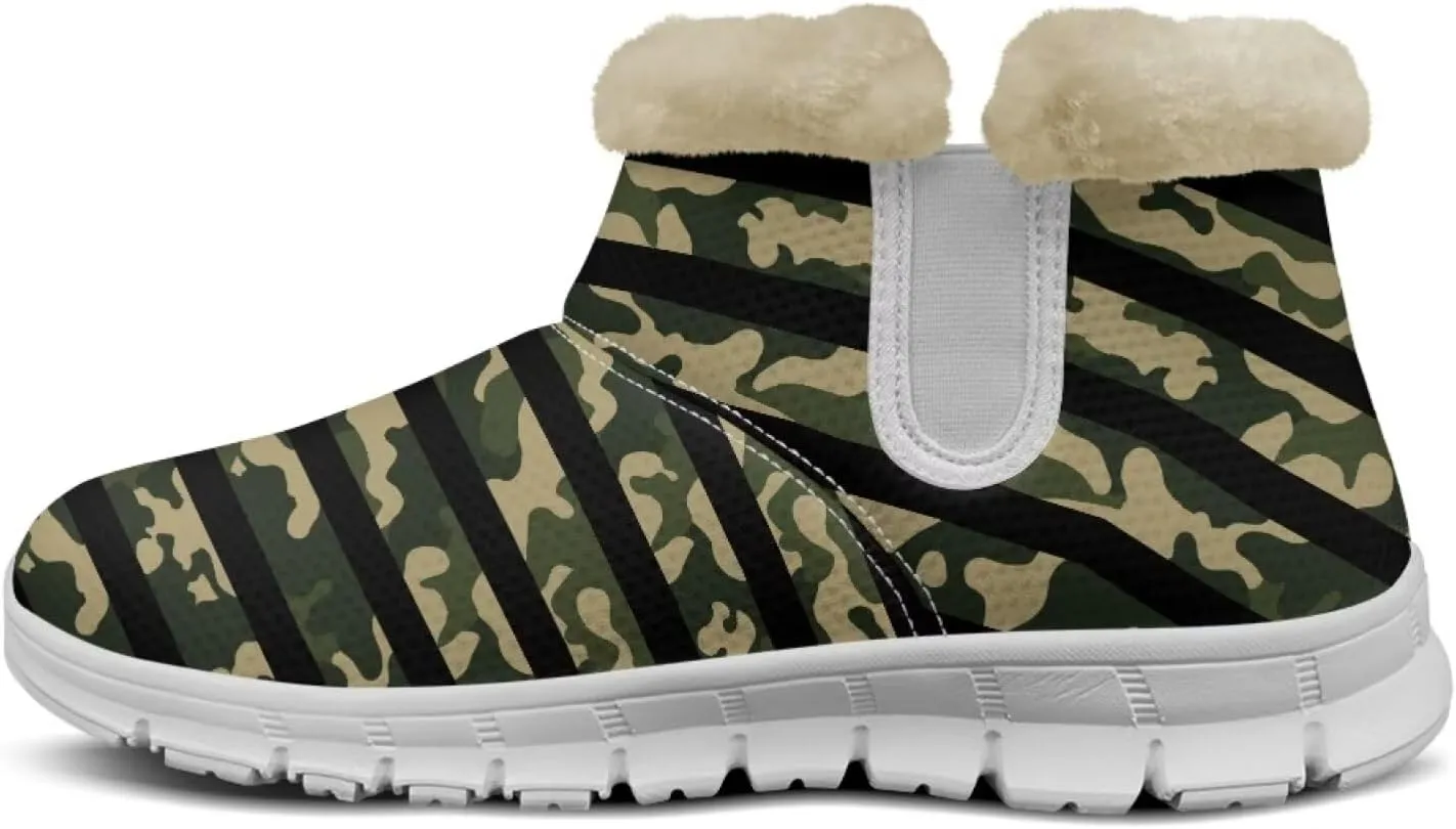 Howilath Fuzzy Snow Boots for Women Winter Flannel Warm Snow Shoes with Memory Foam