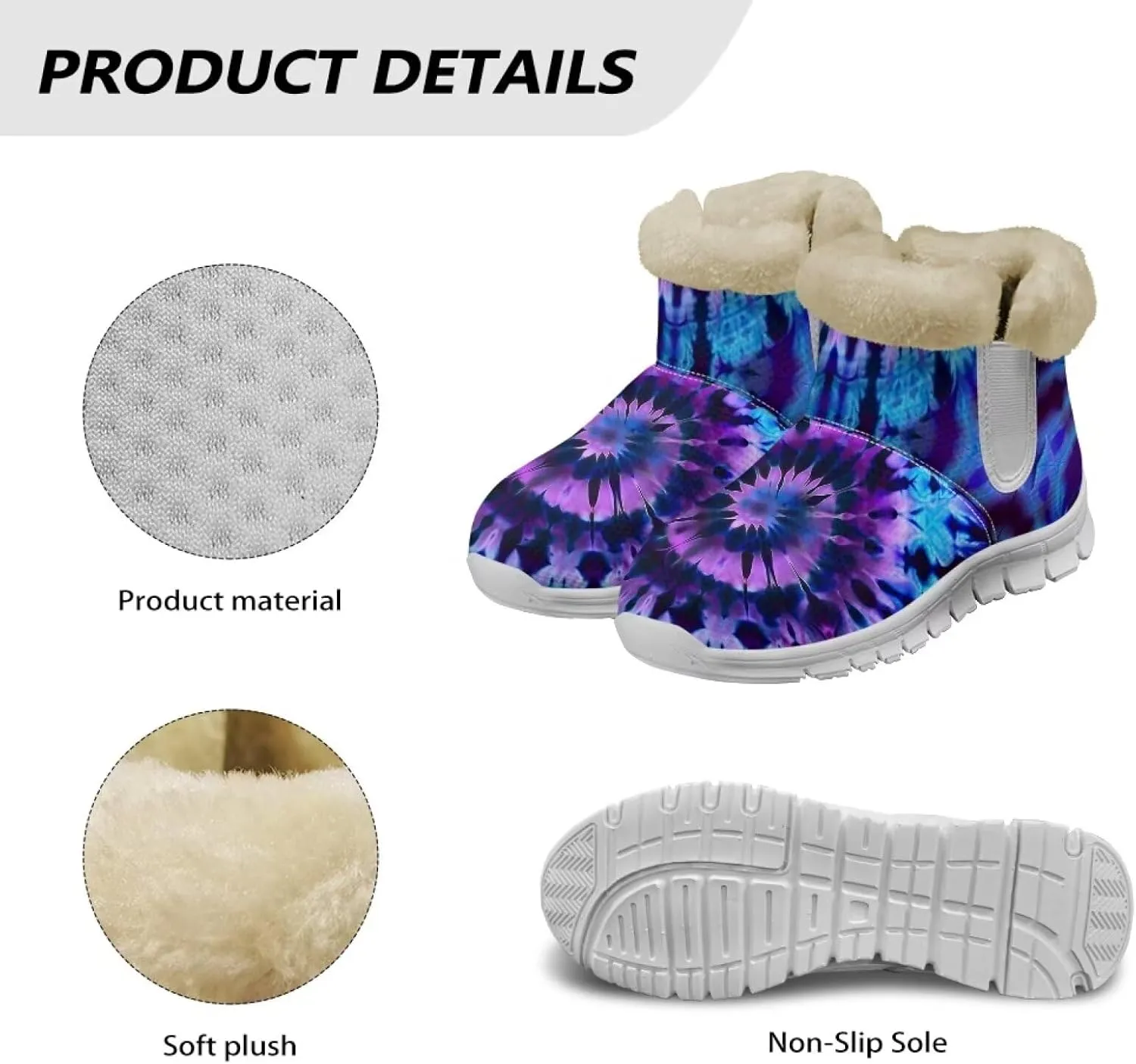 Howilath Fuzzy Snow Boots for Women Winter Flannel Warm Snow Shoes with Memory Foam