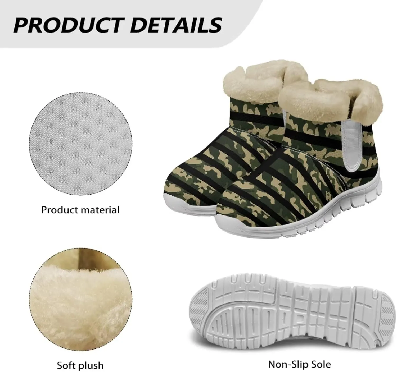 Howilath Fuzzy Snow Boots for Women Winter Flannel Warm Snow Shoes with Memory Foam