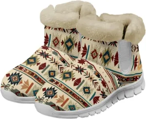 Howilath Fuzzy Snow Boots for Women Winter Flannel Warm Snow Shoes with Memory Foam