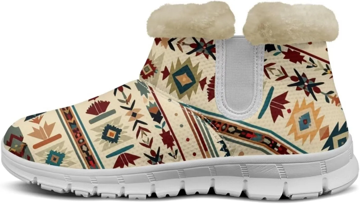 Howilath Fuzzy Snow Boots for Women Winter Flannel Warm Snow Shoes with Memory Foam