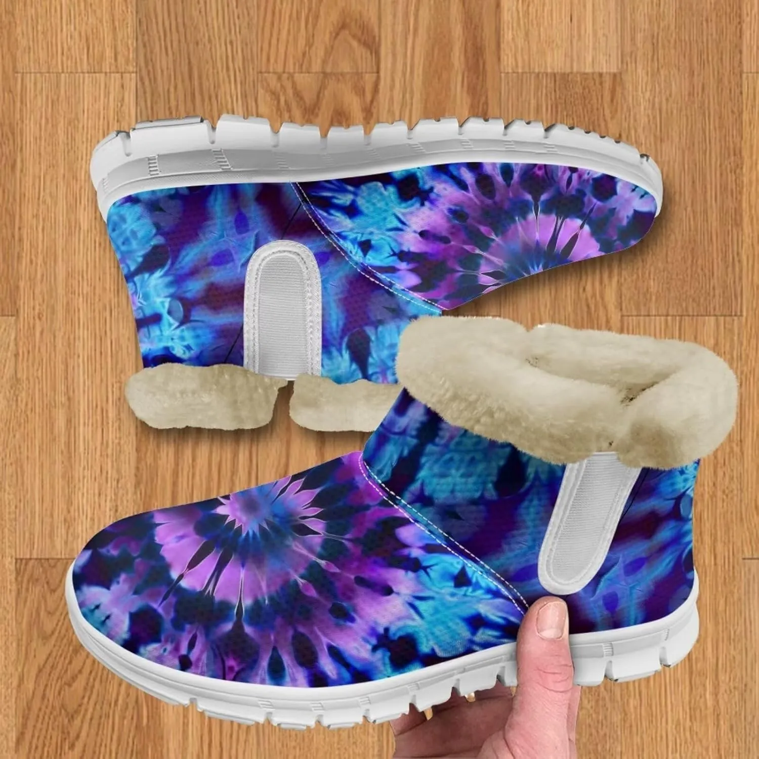 Howilath Fuzzy Snow Boots for Women Winter Flannel Warm Snow Shoes with Memory Foam