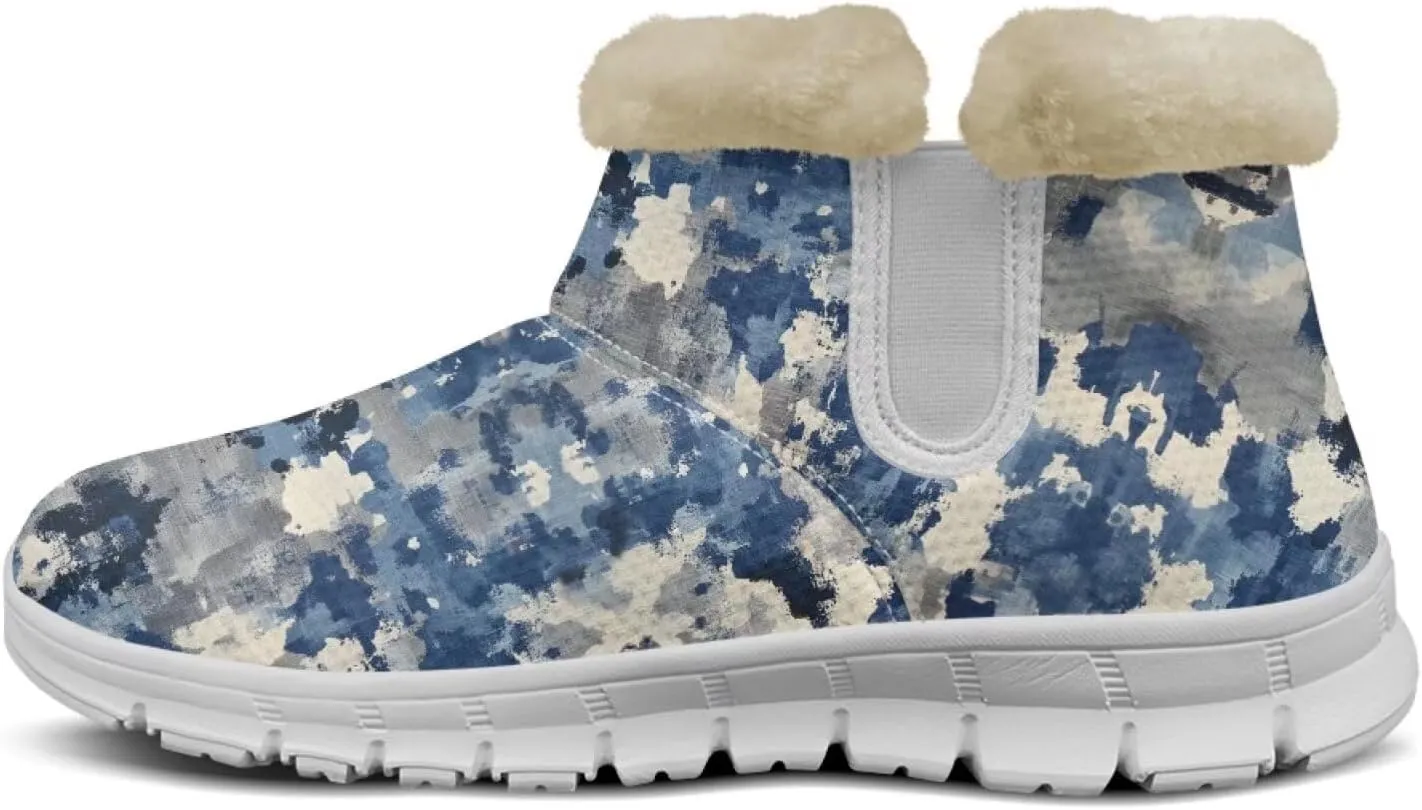 Howilath Fuzzy Snow Boots for Women Winter Flannel Warm Snow Shoes with Memory Foam