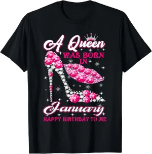 January Birthday shirt Women Party Girl Kiss High Heel T-Shirt