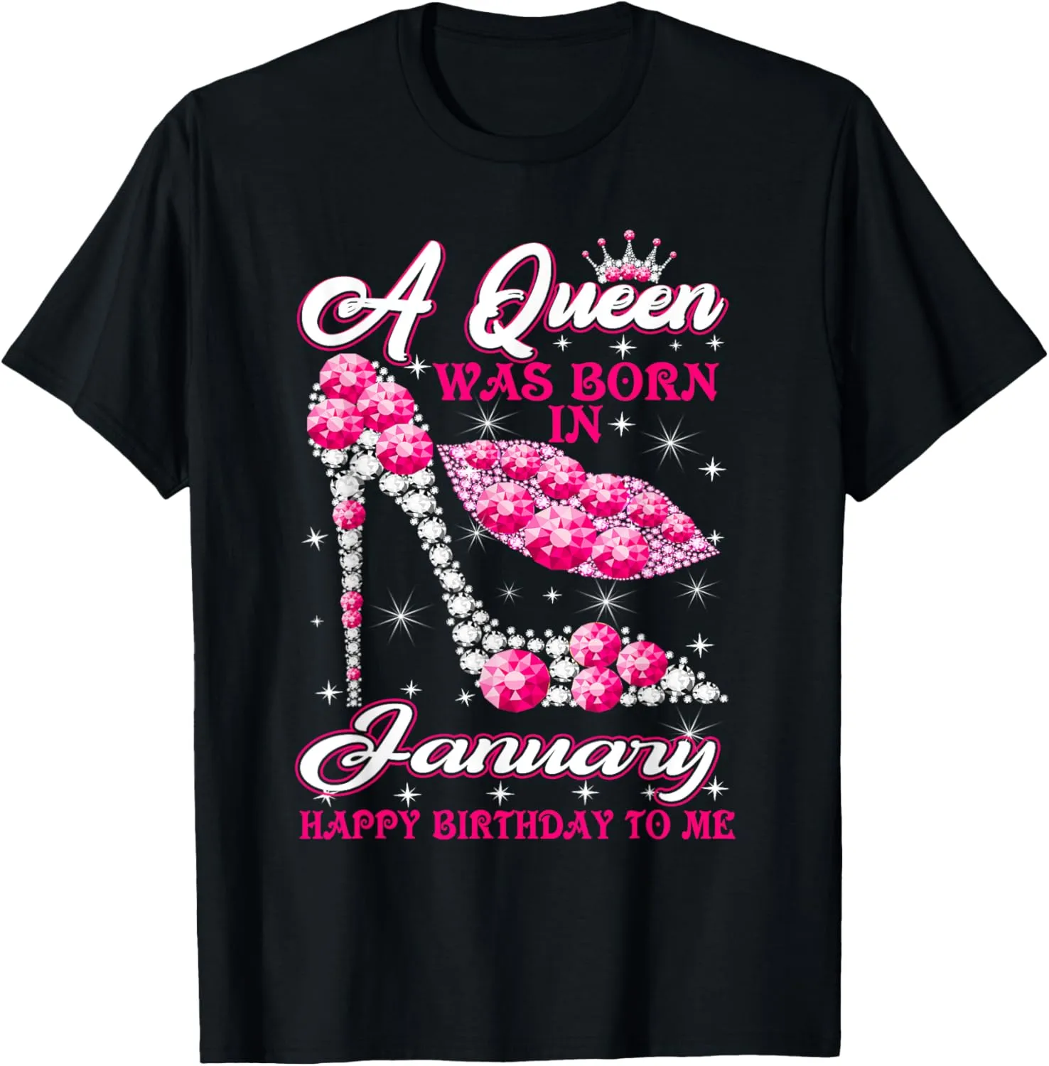 January Birthday shirt Women Party Girl Kiss High Heel T-Shirt