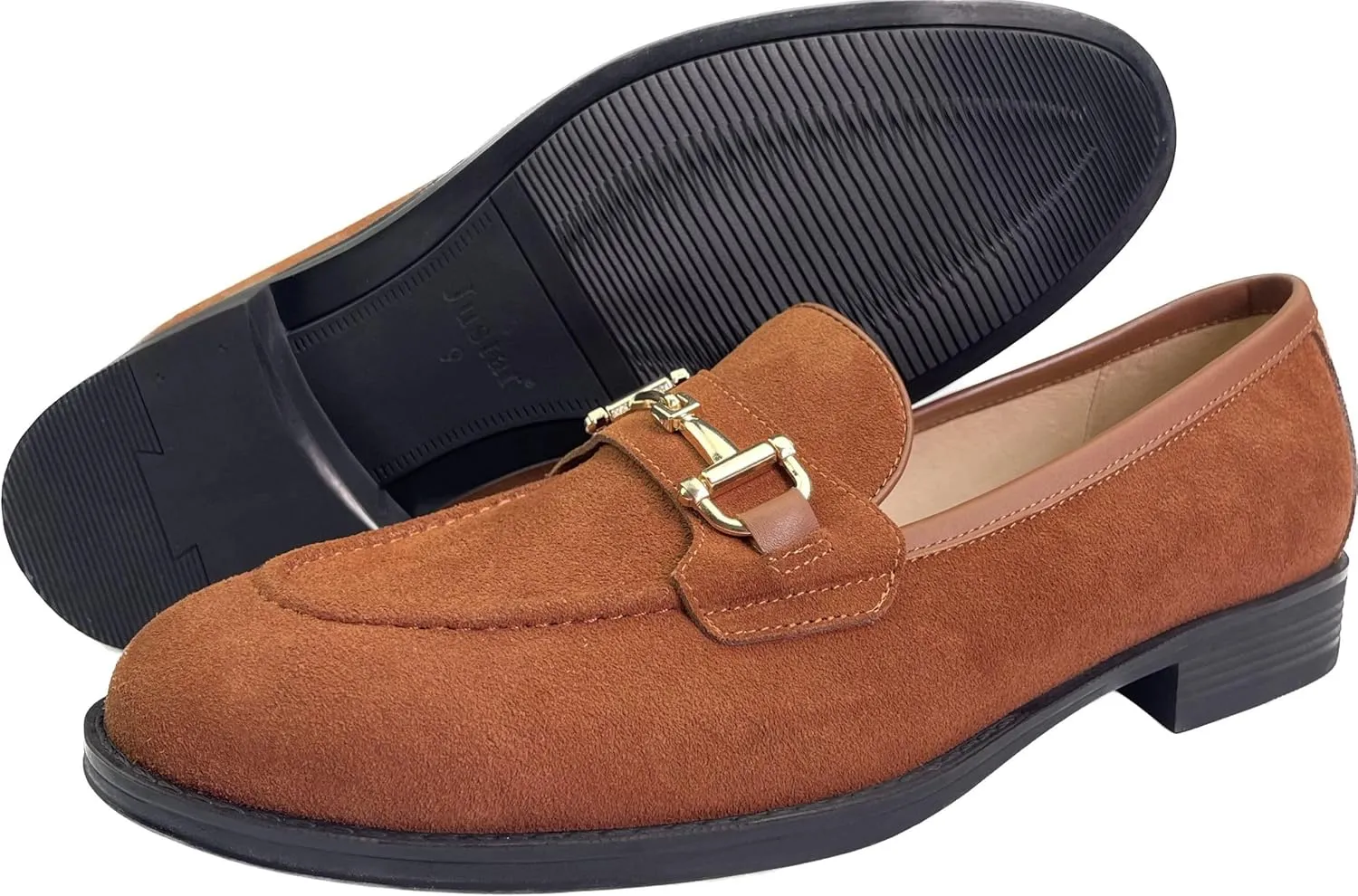 Justar Men's Genuine Leather Casual Dress Shoes Slip-On Business Loafers Formal Penny Loafers for Men Tuxedo Shoes