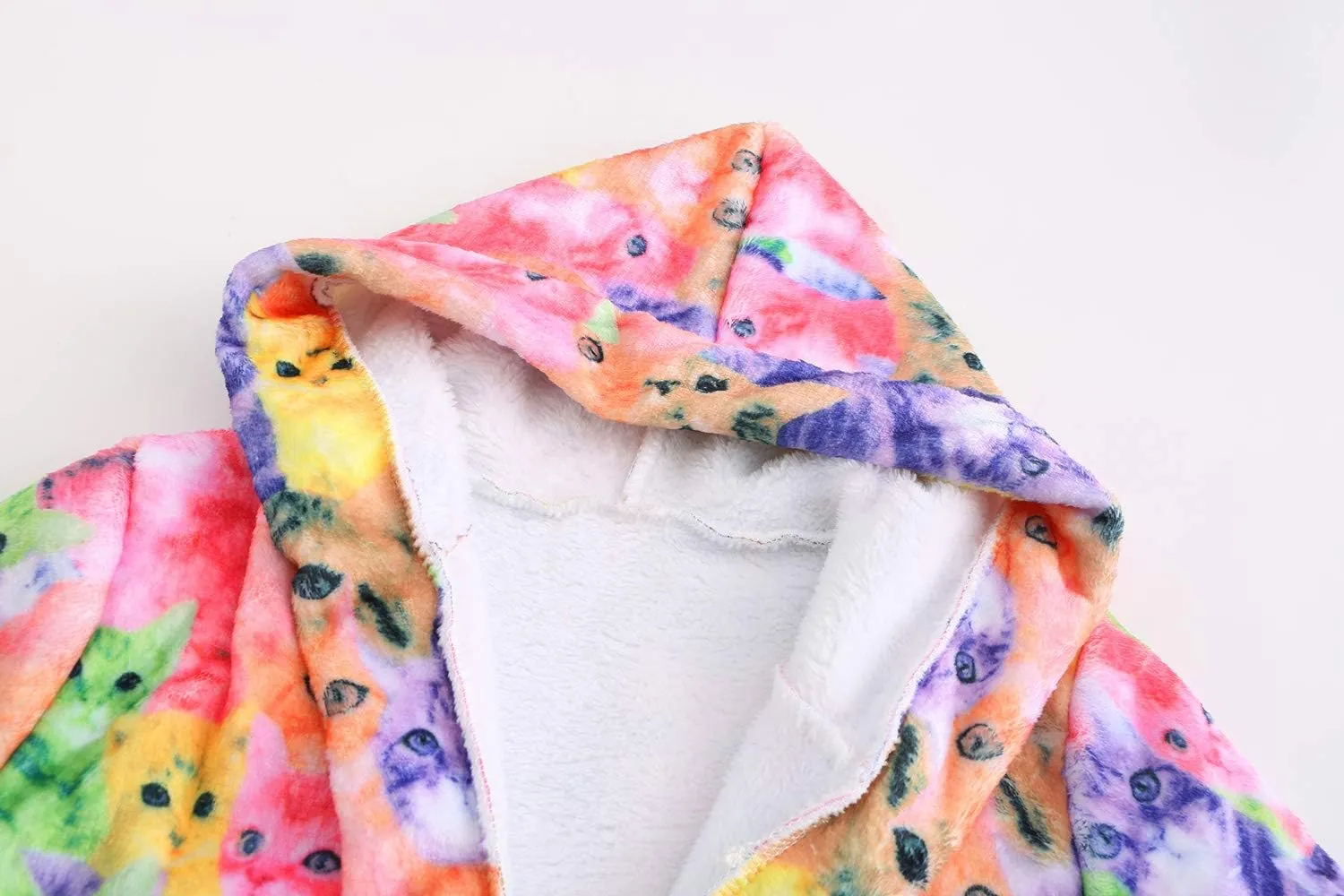 Jxstar Girls Bathrobes Kids Hooded Robes Plush Fleece Pajamas Soft Coral Sleepwear