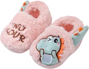 Kid Toddler Dinosaur Slippers Winter Warm Lightweight Slip on House Shoes Bedroom Barefoot Socks House Slippers