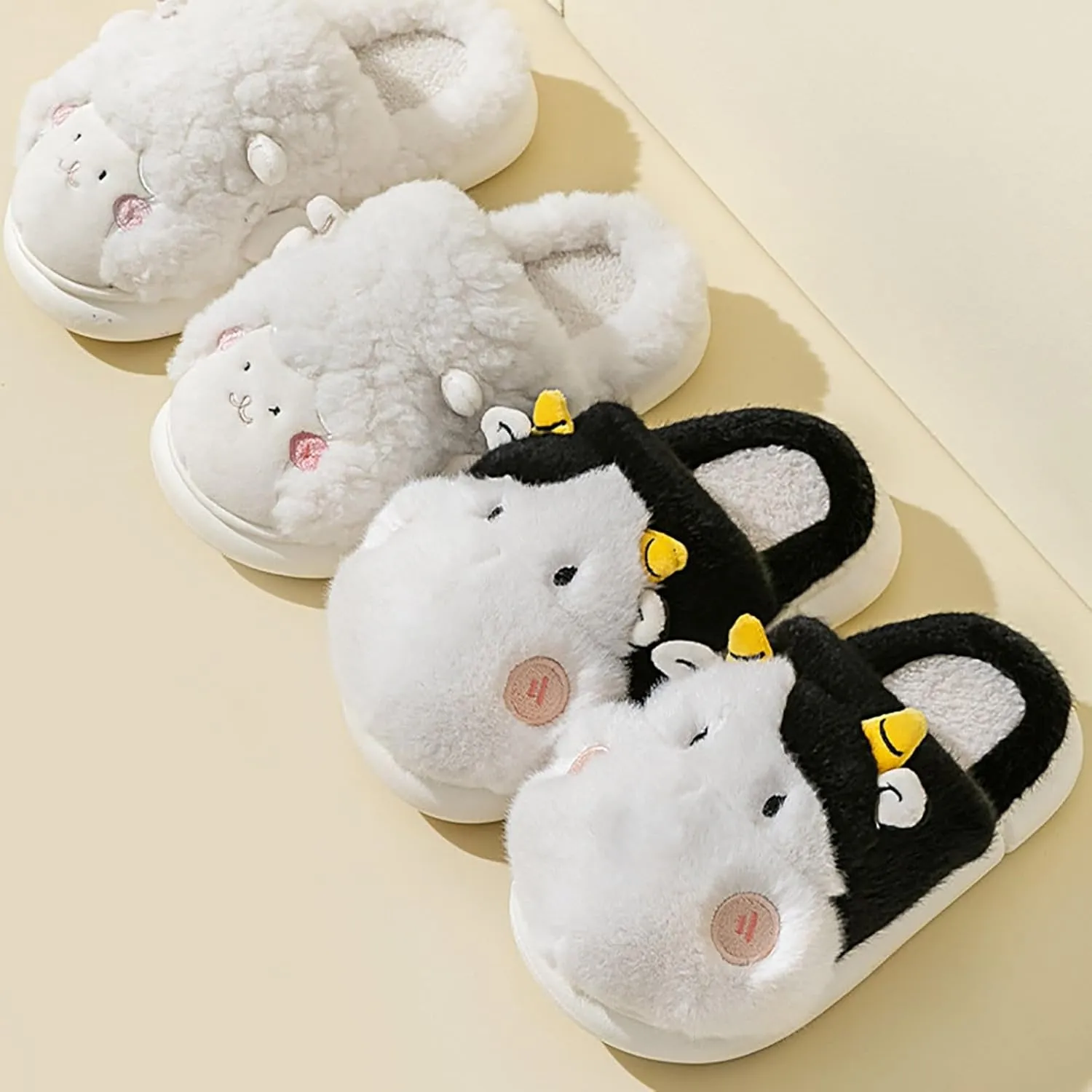 Kids Baby Boys Girls Winter Slippers Cow and Sheep Print Non Slip Home Indoors Shoes Girls Slippers Size 12