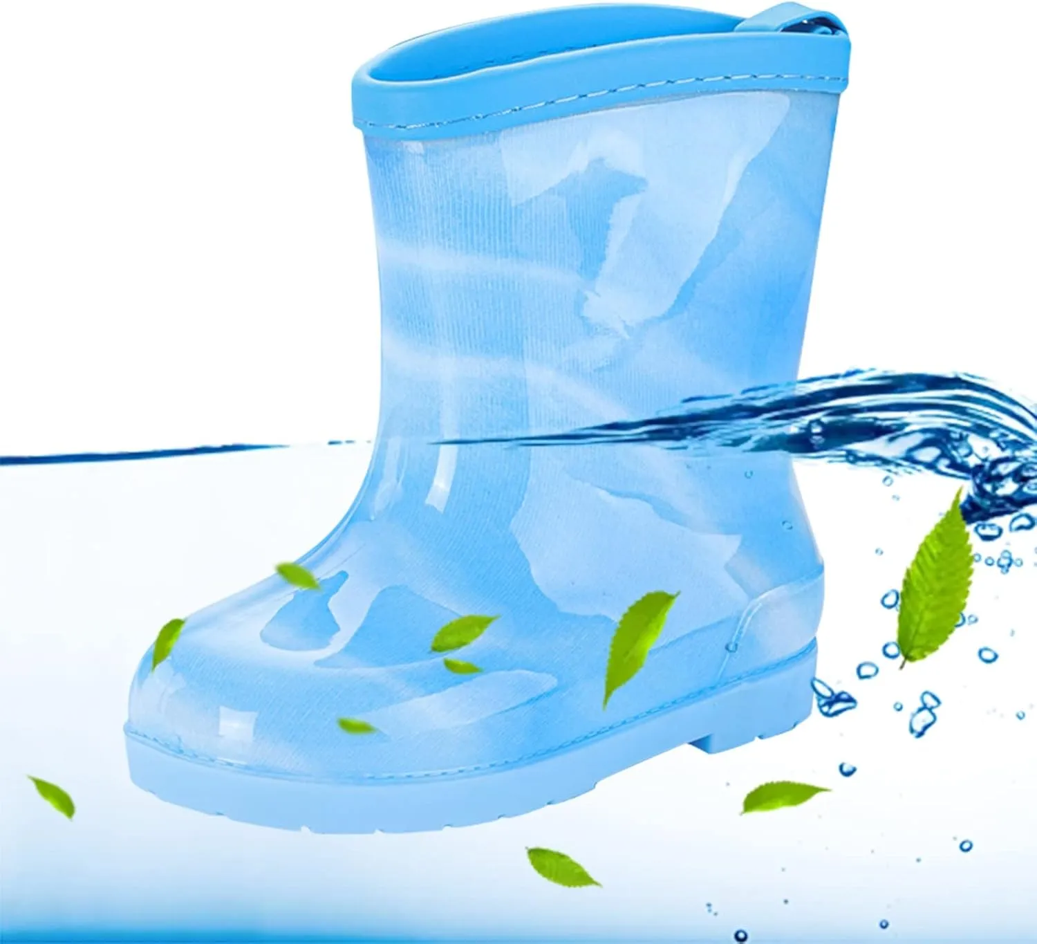 Kids Bow Rain Boots for Girls Boys Toddler Waterproof Rubber Cute Rainbow Rain Shoes with Easy On Baby Girl Boots