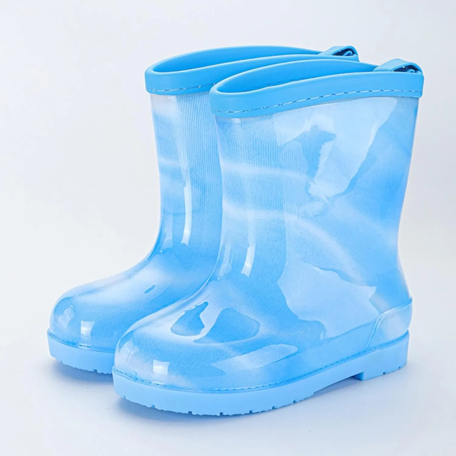 Kids Bow Rain Boots for Girls Boys Toddler Waterproof Rubber Cute Rainbow Rain Shoes with Easy On Baby Girl Boots