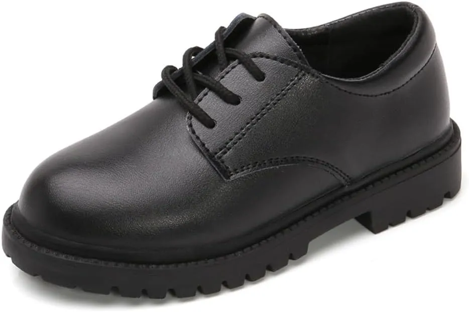 Kids Boys' Classic Lace-Up Oxford School Uniform Dress Shoes for Church Wedding Party Performance (Black 206, Little Kid, 2, Numeric, US Footwear Size System, Medium)