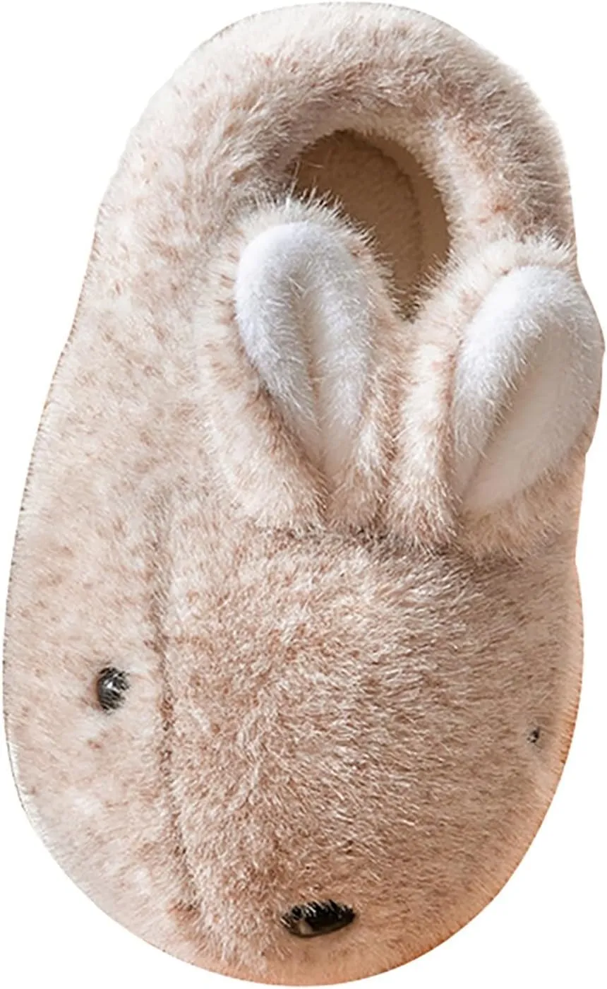 Kids Cotton Fuzzy Slipper Toddler ??artoon Bunny Plush Animal Furry Winter Indoor Cozy Cute Warm Soft House Flat Shoes