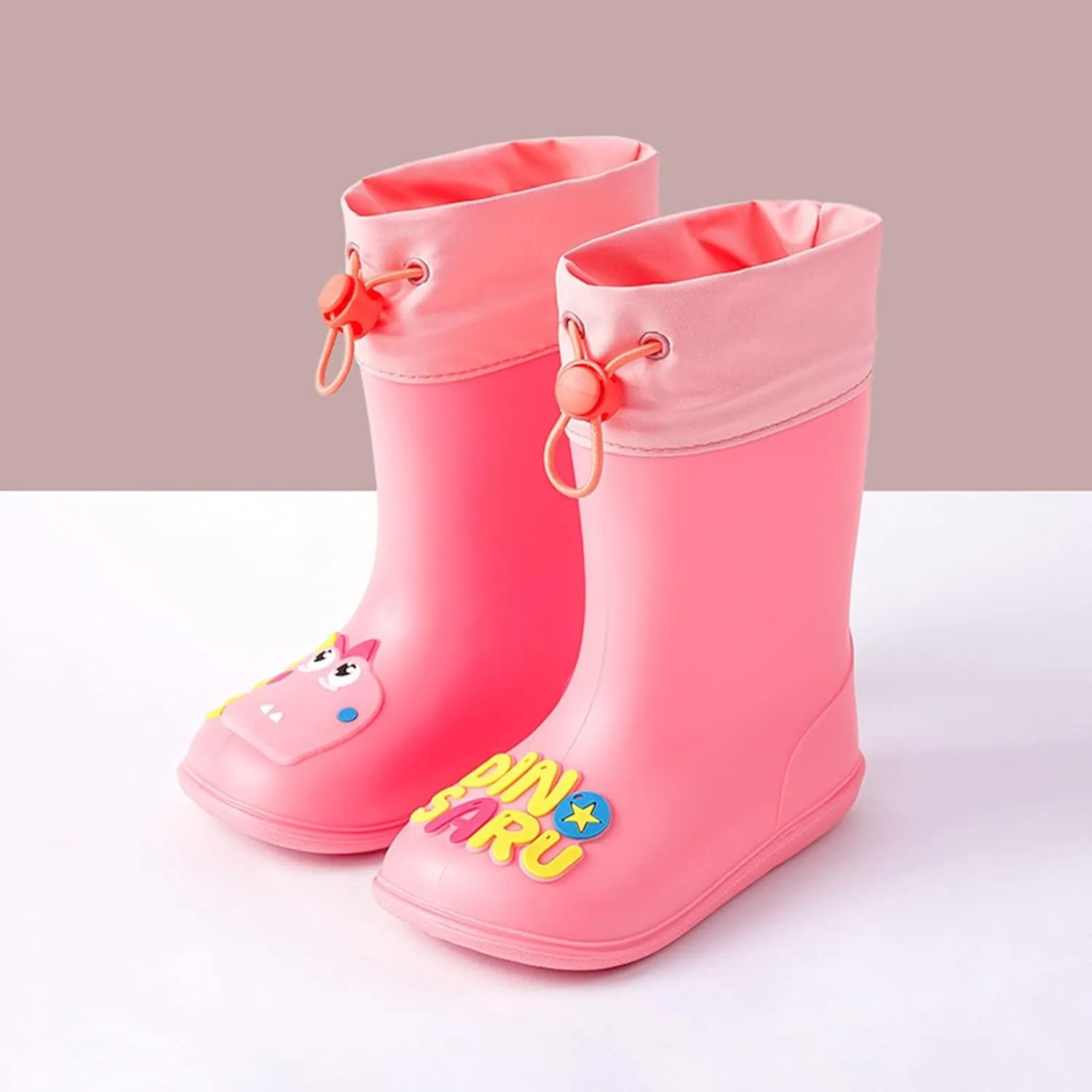 Kids Dinosaur Rain Boots with an Elastic Boot Collar, Toddler Rain Shoes Children Waterproof Boots for Boys Girls