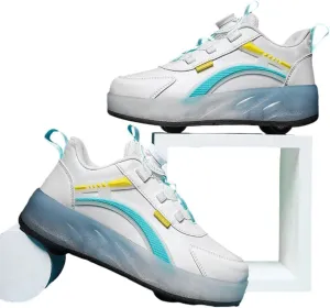 Kids Kids Roller Shoes Boy Girl Sneakers, Outdoor Sport Shoes Sneakers with 4 Wheels Unisex Skateboarding Shoes Retractable Skating Shoes for Birthday Children's Gift 12-4 UK