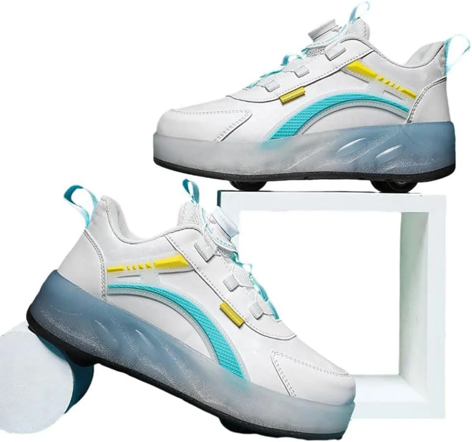 Kids Kids Roller Shoes Boy Girl Sneakers, Outdoor Sport Shoes Sneakers with 4 Wheels Unisex Skateboarding Shoes Retractable Skating Shoes for Birthday Children's Gift 12-4 UK