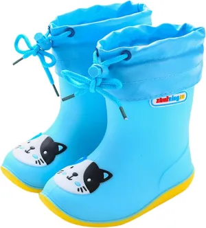 Kids Rain Boots for Girls Boys Waterproof Toddler Cute Cartoon Insulated Rubber boots with Adjustable Closure