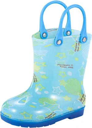 Kids Rain Boots for Girls Toddler Lightwight Waterproof Rubber Boots Cute Bow with Easy-On Handles Infant Girl Shoes