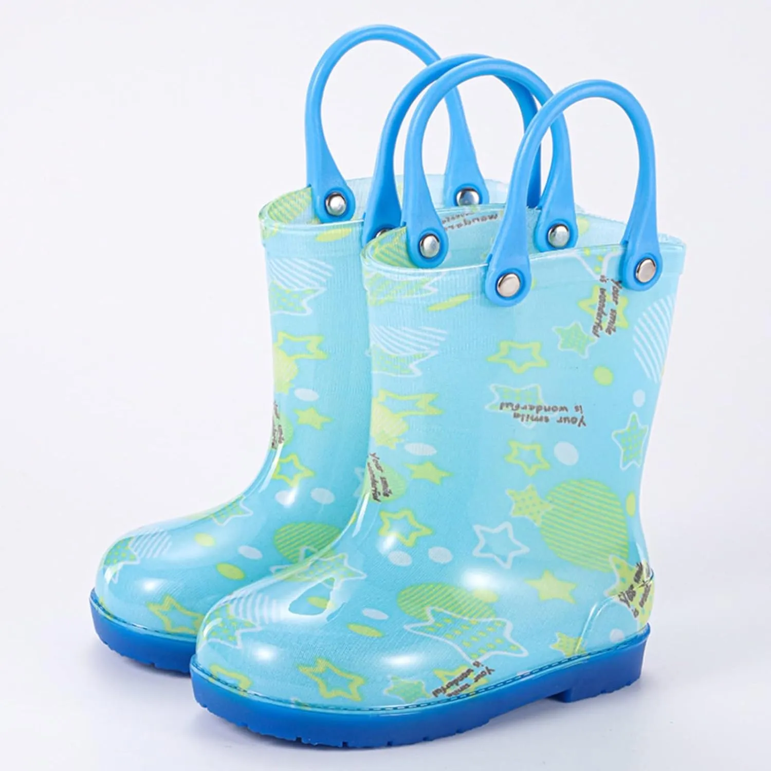 Kids Rain Boots for Girls Toddler Lightwight Waterproof Rubber Boots Cute Bow with Easy-On Handles Infant Girl Shoes