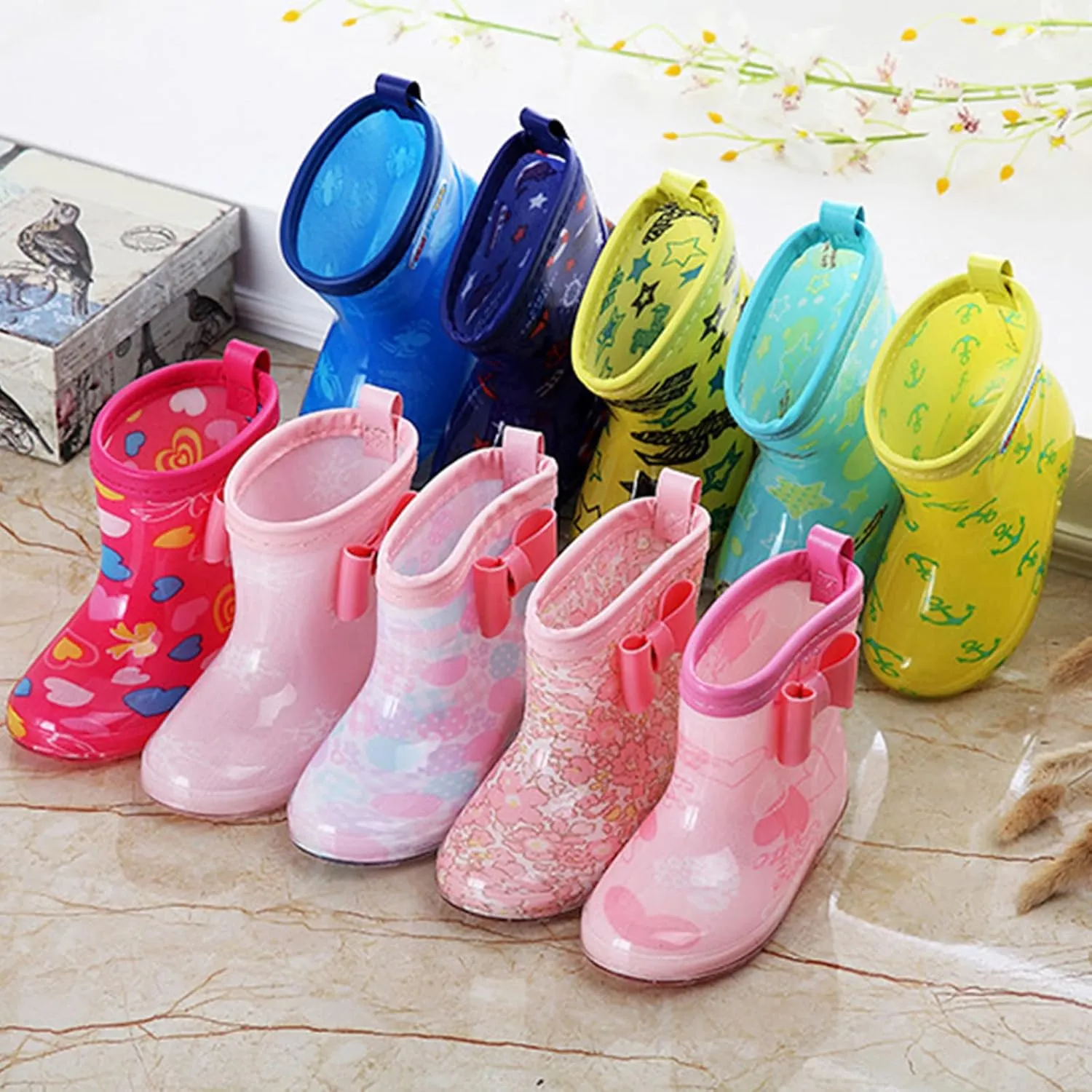 Kids Rain Boots, Toddler Girls & Boys Rain Boots Waterproof Water Shoes Non-slip Mud Boot with Non Boy Toddler Boots