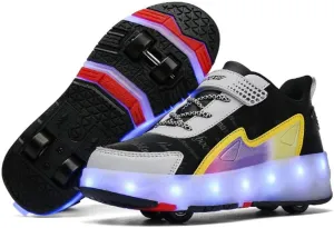 Kids Roller Shoes Boy Girl Sneakers, Outdoor Sport Shoes Sneakers with 4 Wheels Unisex Skateboarding Shoes Retractable Skating Shoes for Birthday Children's Gift Sneakers for Girls Boys Birthday Gift