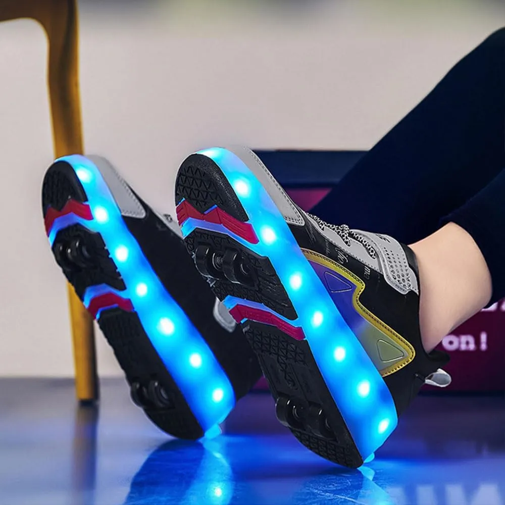 Kids Roller Shoes Boy Girl Sneakers, Outdoor Sport Shoes Sneakers with 4 Wheels Unisex Skateboarding Shoes Retractable Skating Shoes for Birthday Children's Gift Sneakers for Girls Boys Birthday Gift