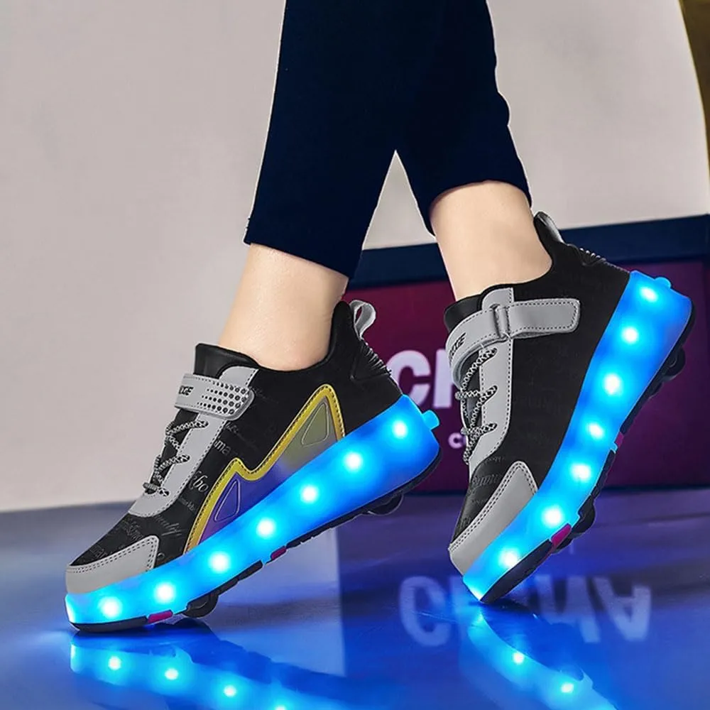 Kids Roller Shoes Boy Girl Sneakers, Outdoor Sport Shoes Sneakers with 4 Wheels Unisex Skateboarding Shoes Retractable Skating Shoes for Birthday Children's Gift Sneakers for Girls Boys Birthday Gift