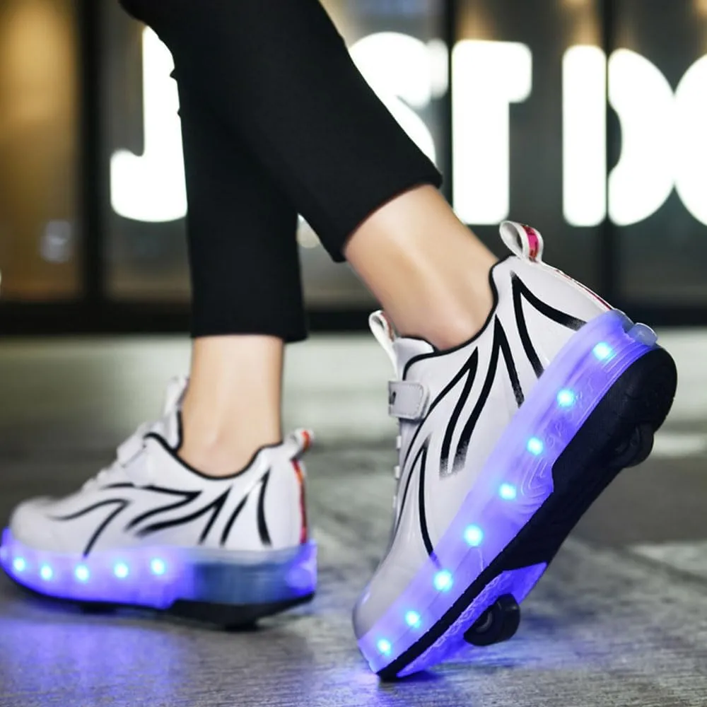 Kids Roller Shoes for Boys Girls, Sport Roller Skate Sneaker for Boys Girl, Automatic Retrectable Technical Skateboarding Skates for KidsSneakers for Girls Boys Birthday Gift