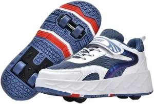 Kids Roller Skate Shoes for Girls Boys, Unisex Outdoor Parkour Shoes with 4-Wheels Trainer Retractable Sneakers Shoes for Birthday Children Show Gift