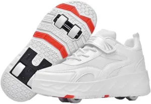 Kids Roller Skate Shoes for Girls Boys, Unisex Outdoor Parkour Shoes with 4-Wheels Trainer Retractable Sneakers Shoes for Birthday Children Show Gift