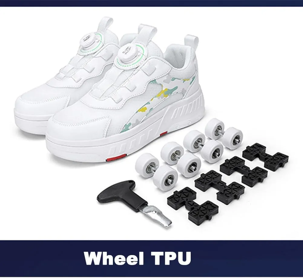 Kids Roller Skate Shoes Roller Sport Sneakers Shoes for Boys Girls Outdoor Running Sneakers with 4-Wheels Unisex Child Retractable Sneakers Shoes for Birthday Children Show Gift, 328 Black