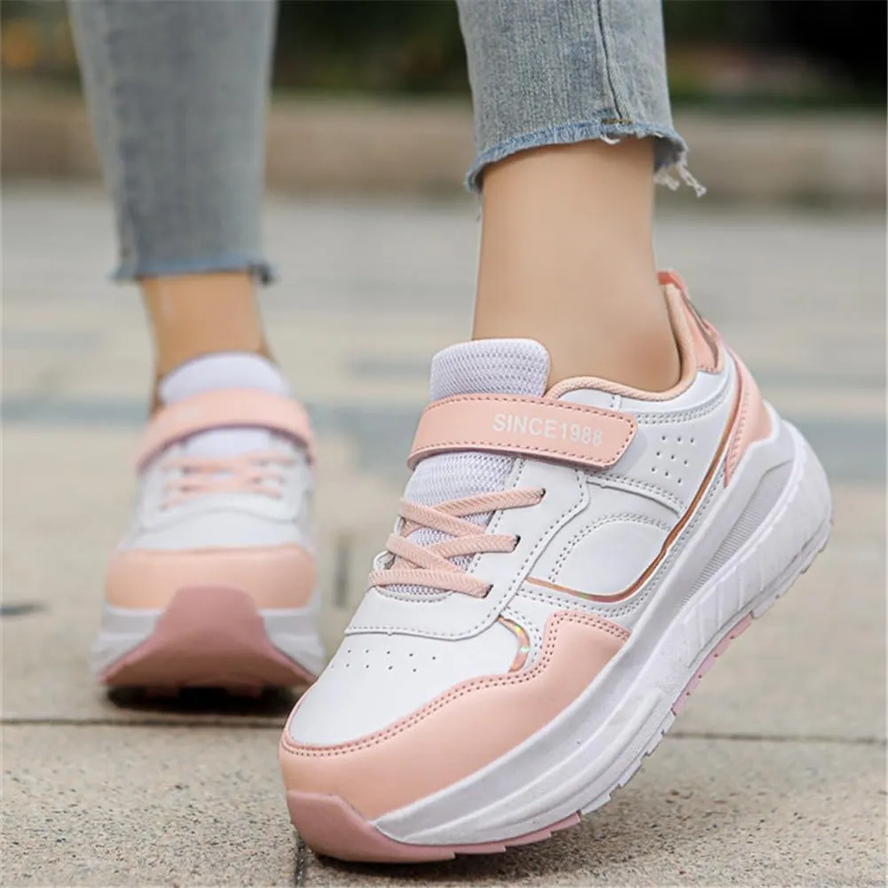 Kids Roller Skate Shoes Roller Sport Sneakers Shoes for Boys Girls Outdoor Running Sneakers with 4-Wheels Unisex Child Retractable Sneakers Shoes for Birthday Children Show Gift, Pink B
