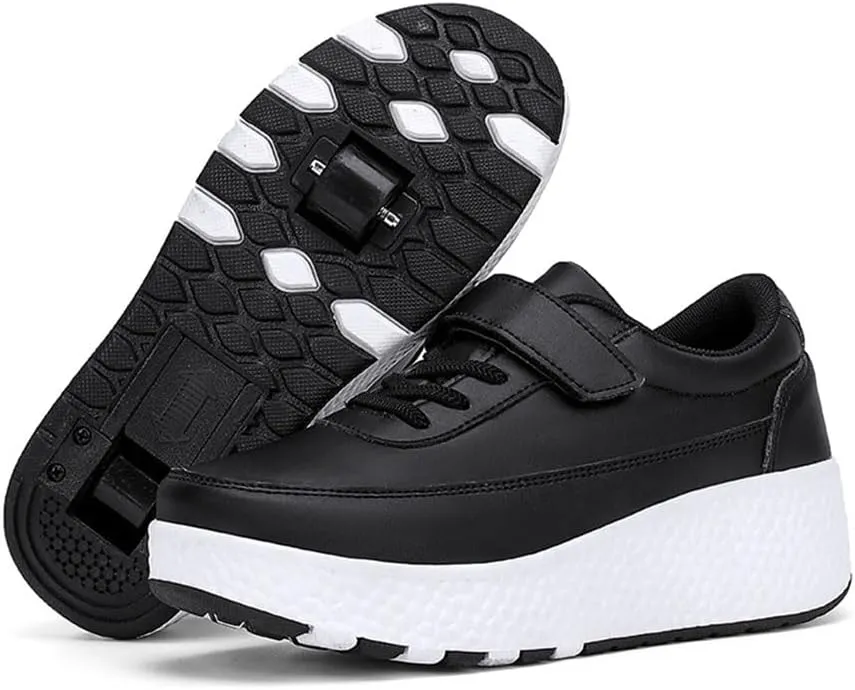 Kids Roller Skate Shoes Roller Sport Sneakers Shoes for Boys Girls with 2-Wheels Outdoor Trainer Retractable Sneakers Shoes for Birthday Children Show Gift