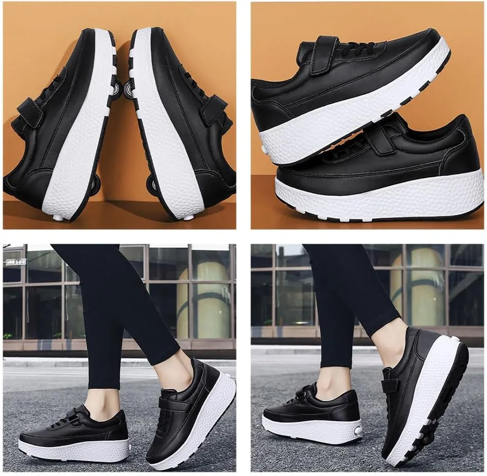 Kids Roller Skate Shoes Roller Sport Sneakers Shoes for Boys Girls with 2-Wheels Outdoor Trainer Retractable Sneakers Shoes for Birthday Children Show Gift